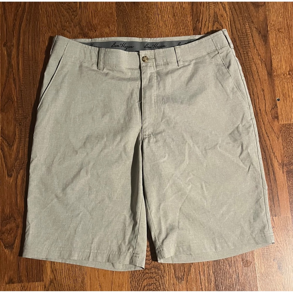Ben Hogan Mens Performance Golf Shorts Light Khaki Tan Stretch Size 36